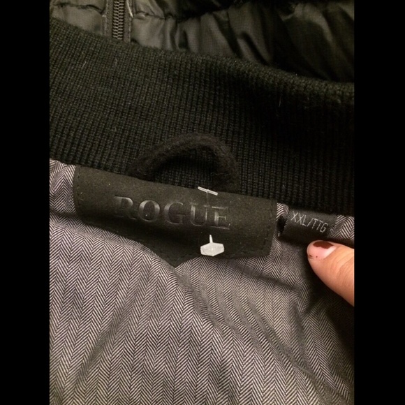 NEW $495 Rogue [ XXL ] Wool Bomber Jacket with Leather Sleeves‎ in Black - Picture 8 of 11